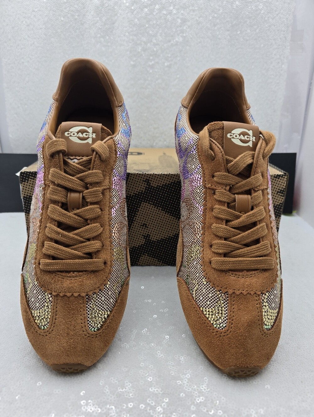 Coach Crystal Signature Jacquard Suede Leather Streamline Sneaker Women's 10 - Picture 10 of 13
